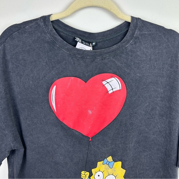 NWT Zara The Simpsons collab Valentine collection Maggie Simpson graphic tee S - Picture 4 of 10